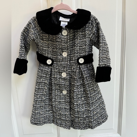 Blueberi Gold 2T Black & White Formal Girls Peacoat - Picture 1 of 5